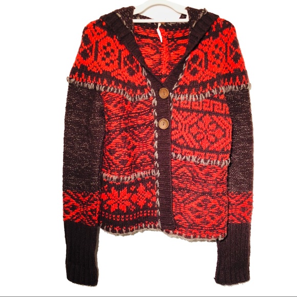 fair isle hooded cardigan